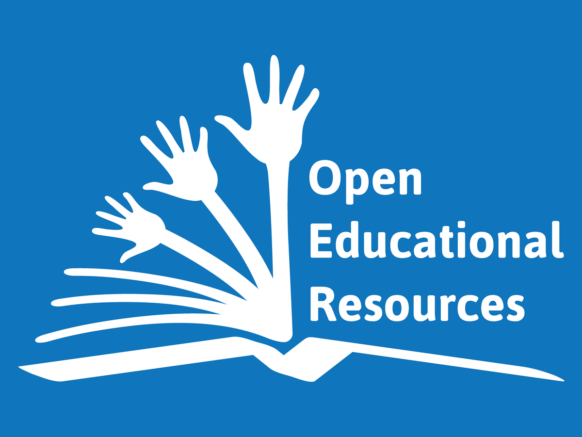 OER-Logo: Grafik eines Buches, dessen Seiten sich beim Öffnen in Hände verwandeln