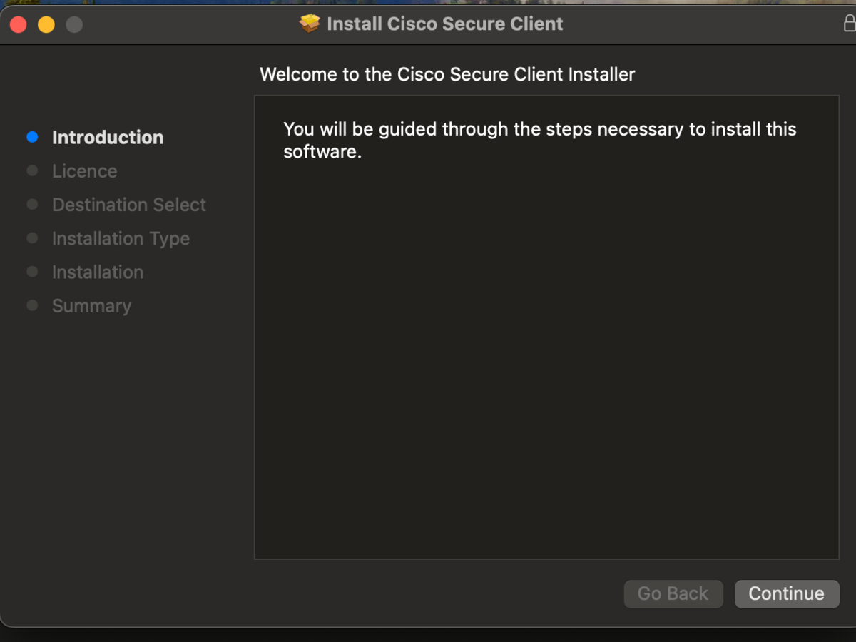 Welcome screen of the installer.