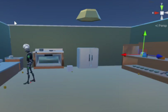 Screenshot from a Virtual Kitchen, with a Robot Performing a Recipe Cooking Task Screenshot from a Virtual Kitchen, with a Robot Performing a Recipe Cooking Task