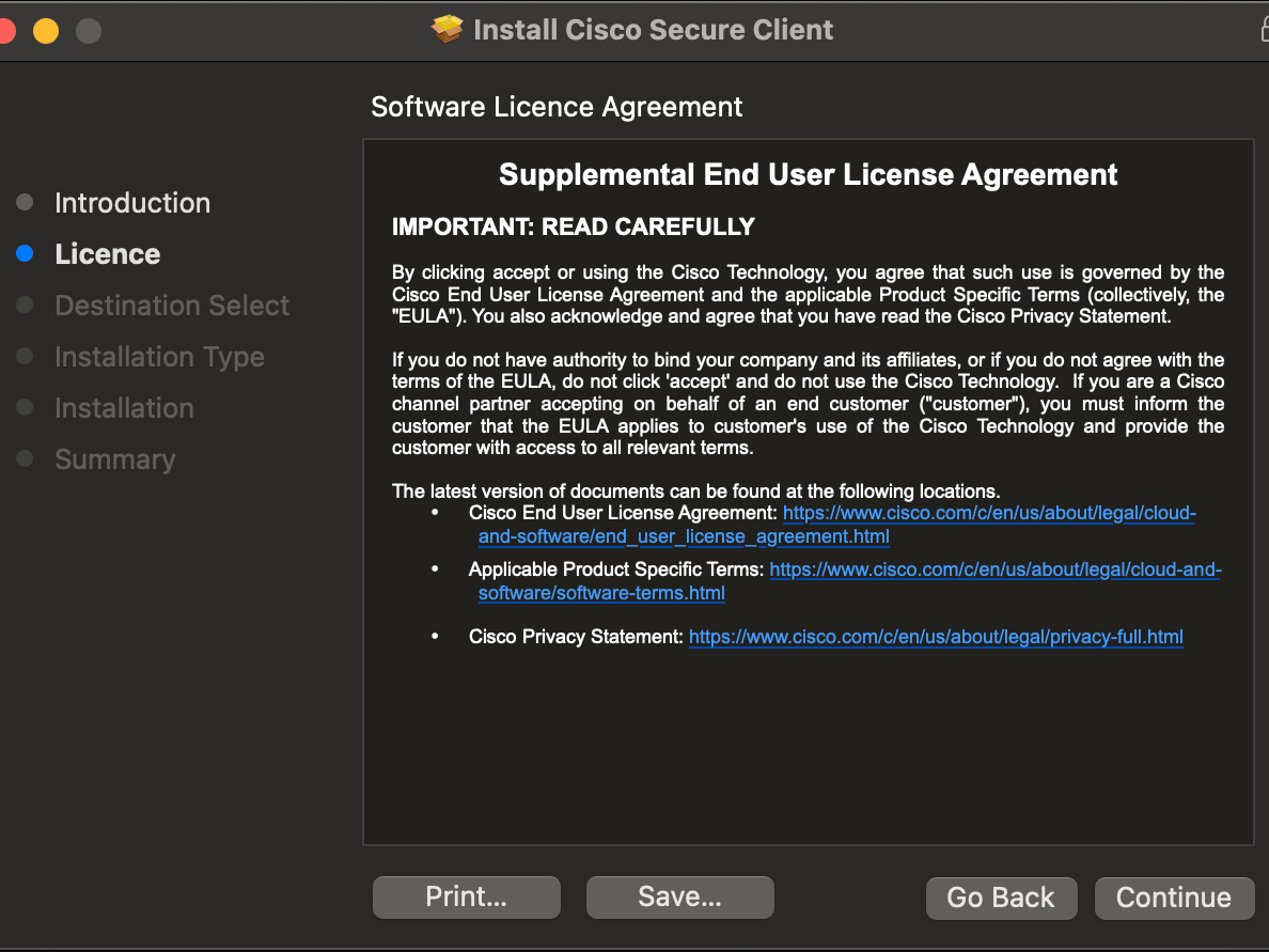 License screen of the installer.
