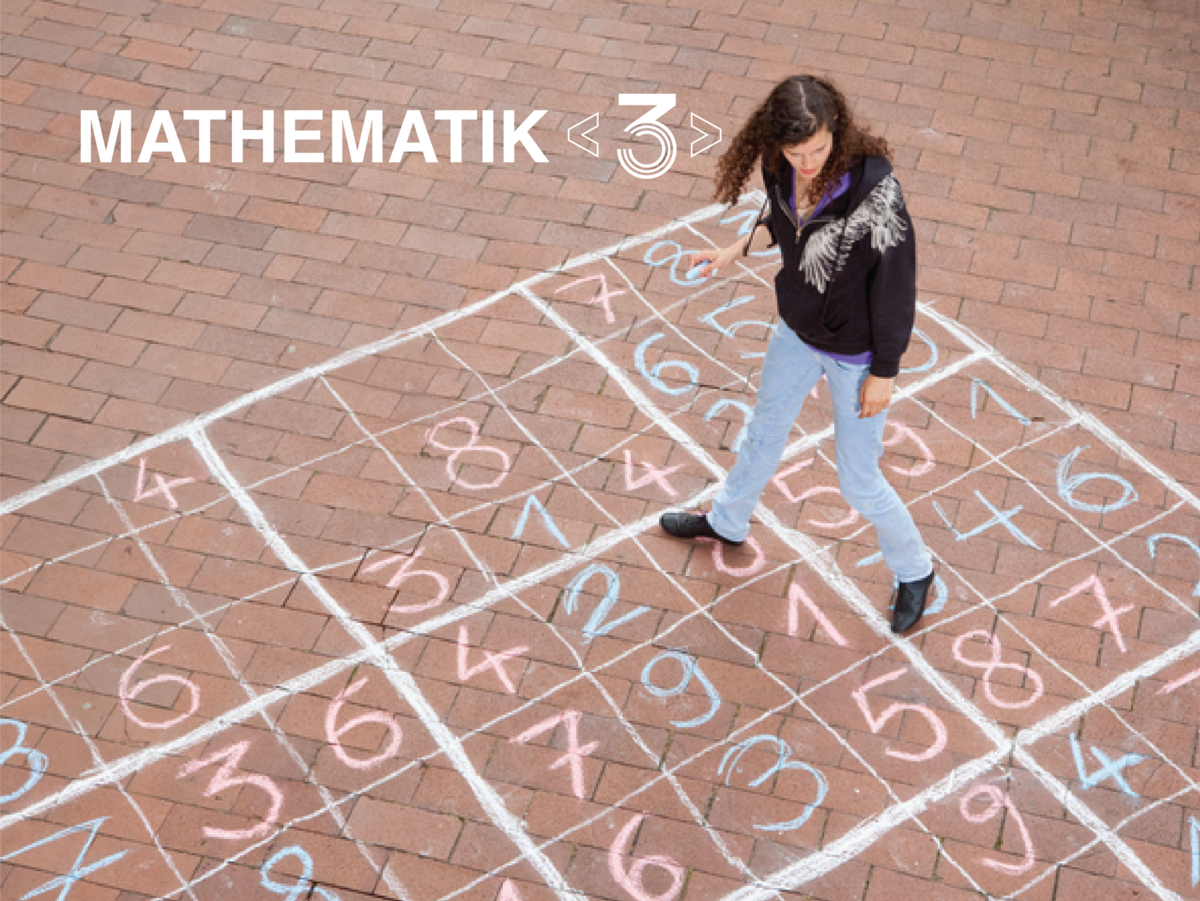 A woman jumping around a grid with numbers inside